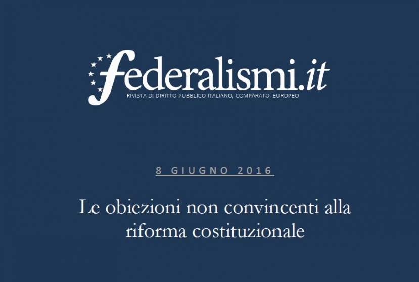 Le obiezioni non convincenti alla riforma costituzionale