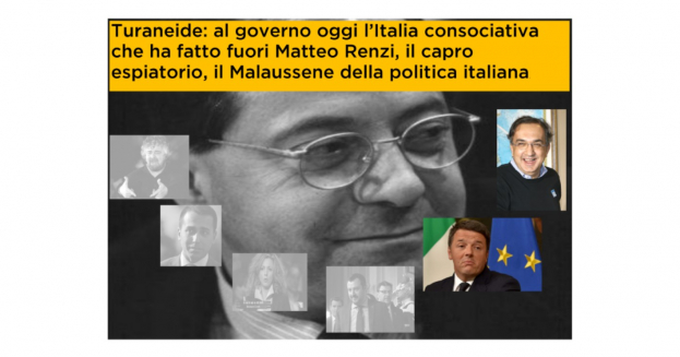 TURANEIDE. Al governo oggi quell’Italia consociativa che ha fatto fuori Matteo Renzi, il capro espiatorio, il Malaussene della politica italiana.