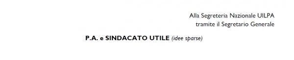 Andare Verso - PA e sindacato utile (Idee sparse)